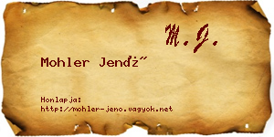 Mohler Jenő névjegykártya